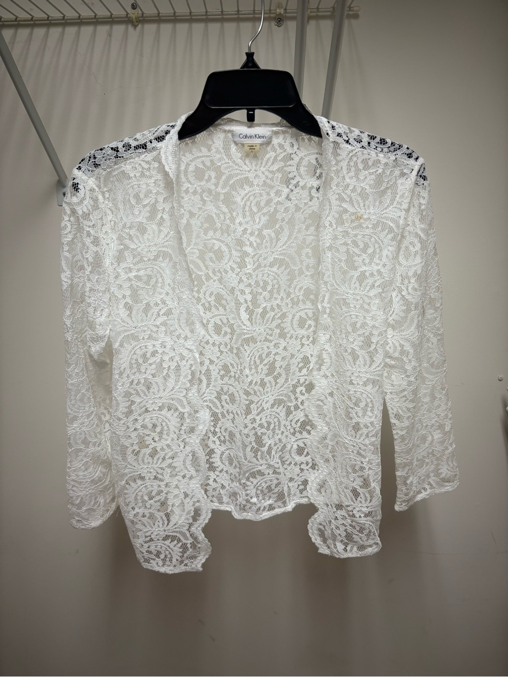 Calvin Klein White Lace Open-Front Lace Cardigan
